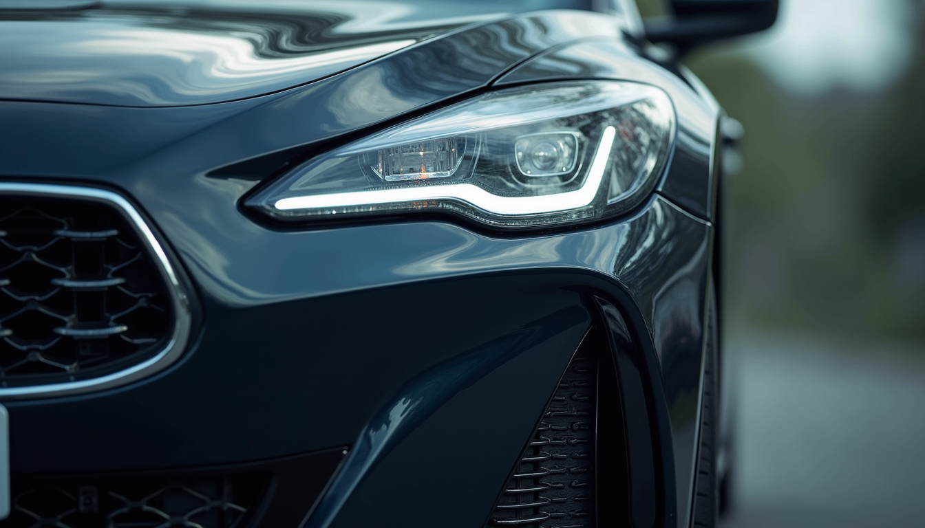 Close-up view of a shiny car exterior after professional valeting