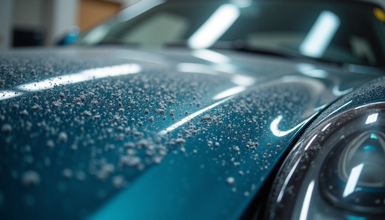 Close-up view of a shiny car hood after professional valeting